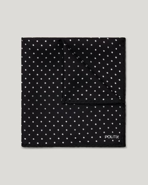Double-sided Printed Silk Pocket Square, Black, hi-res